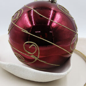 RED 200mm Christmas Bauble Gloss Swirl