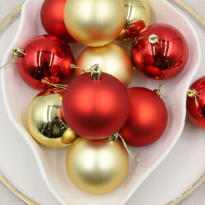 RED & GOLD 80mm Christmas Baubles Gloss Matte 24 Pack
