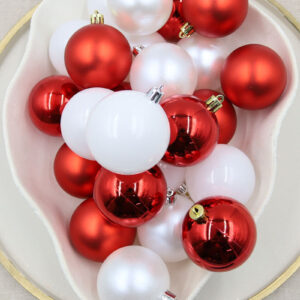 Red & White Mix Christmas Baubles 60mm Gloss Matte Large Packs