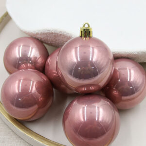 ROSE GOLD 200mm Christmas Baubles Pearl 4 Pack
