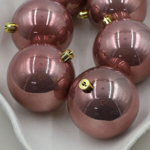 Rose Gold Christmas Baubles 80mm Pearl Packs