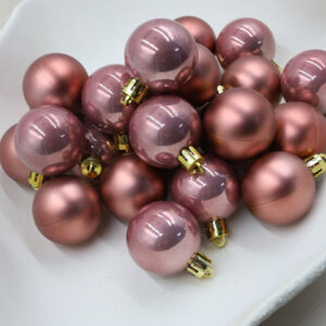 Rose Gold 40mm Christmas Baubles Pearl Matt 24 Pack