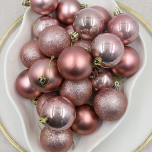 Rose Gold Christmas Baubles 60mm Pearl Matt Large Packs