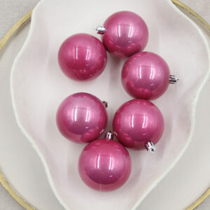 Rose Pink Christmas Baubles 70mm Pearl Packs