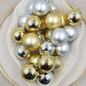 SILVER GOLD Christmas Baubles 70mm Glossl Matt 24 Pack
