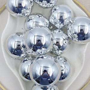 SILVER Christmas Baubles 80mm Gloss Packs