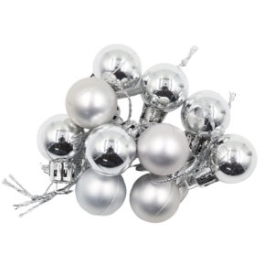 Silver 20mm Christmas Baubles Gloss Matt 30 Pack