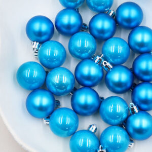 Sky Blue 40mm Christmas Baubles Pearl Matt 24 Pack