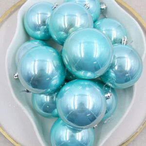 Aqua Mist Christmas Baubles 80mm Pearl 24 Pack
