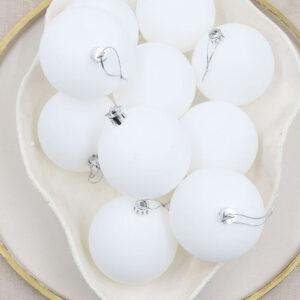 White Christmas Baubles 70mm Matt Packs