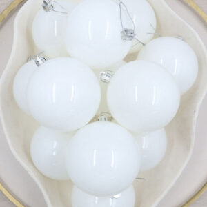 80mm Christmas Baubles WHITE Packs Gloss