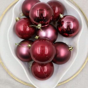 Currant Red Christmas Baubles 80mm Gloss Pearl Matt 48 Pack
