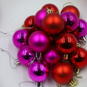 RED HOT PINK 40mm Christmas Baubles Gloss Matt 24 pack