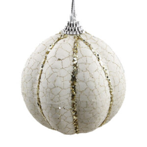 Crackle White 80mm Bauble 24 pack