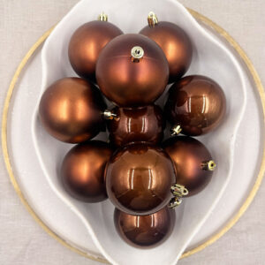 70mm Coffee Christmas Baubles Pearl Matt Packs