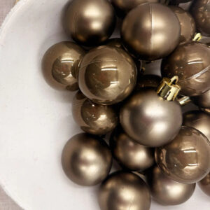 Dark Taupe 200mm Christmas Baubles Pearl 4 Pack