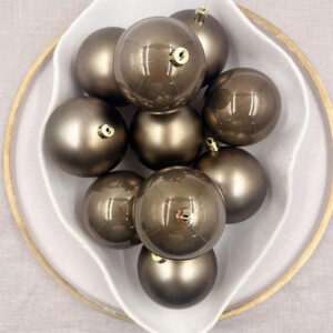 100mm Dark Taupe Christmas Baubles Pearl Matt