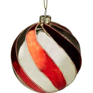 10cm Red & Gold Glass Christmas Bauble