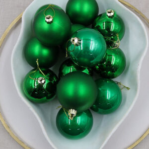 GREEN 70mm Christmas Baubles Gloss Pearl Matte 45 Pack