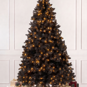 BAVARIAN Black Fir 7ft/210cm Pre-Lit Christmas Tree Warm White LED