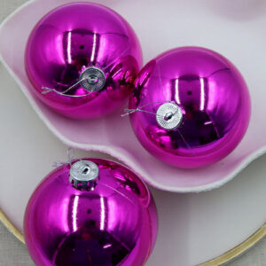 HOT PINK Christmas Baubles 120mm 3 Balls Gloss