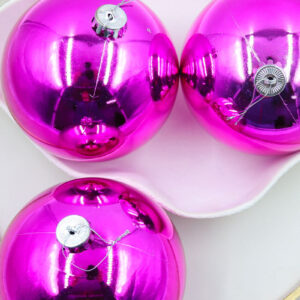 150mm Christmas Baubles HOT PINK 3 Balls Gloss