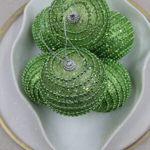 Green Foam Christmas Sequin Baubles 100mm 6 Pack