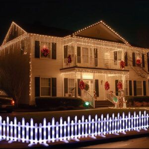 Cool White Christmas Motif LED Pre-Lit Fence
