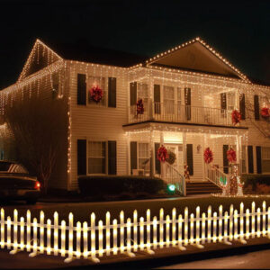 Warm White Christmas Motif LED Pre-Lit Fence