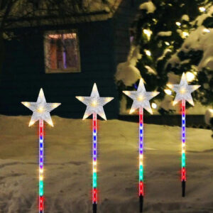 4 LED Shooting Star Pathway Stake Light Multicolour