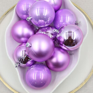 80mm Christmas Baubles Light Purple 45 Balls Gloss Pearl Matt