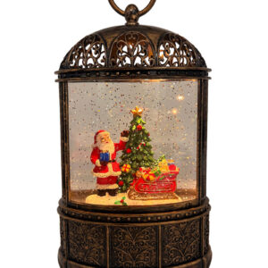 Christmas Santa and sleigh LED Water Globe with Music Brushed Gold