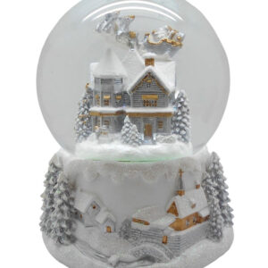 White and Silver Musical Snowglobe 12cm