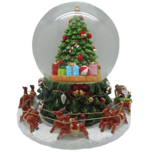 Christmas Tree and Santa Snow Globe Revolving 12cm