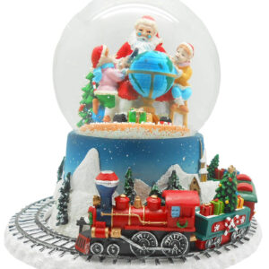Christmas Snow Globe with Santa and a Revolving Train 12cm