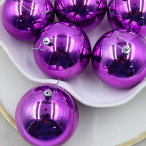 100mm Christmas Baubles Purple 24 Balls Gloss