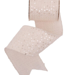 Ivory Ribbon with Sequin Detail and Wire Edging