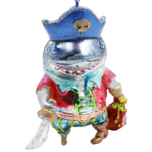Glass Pirate Shark Hanging Ornament 13cm