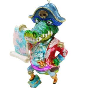 Glass Pirate Crocodile Hanging Ornament 13cm
