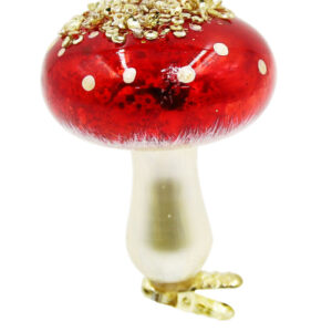 Glass Clip on Mushroom Ornament 10cm