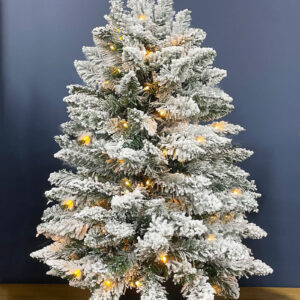 Bavarian Snow Flocked Fir 3ft /90cm Pre Lit Christmas Tree