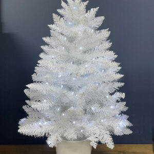 Bavarian White Fir 3ft/90cm Pre-Lit Christmas Tree Cool White LED