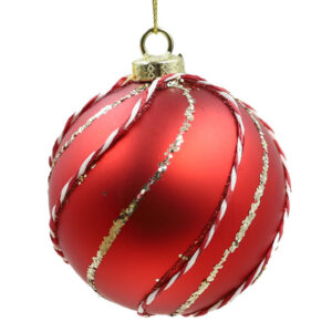 Red Swirl 80mm Baubles 24 pack