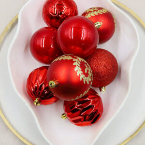 Red Decorative Christmas Baubles 80mm 20 Pack