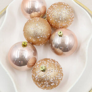 Rose Gold Christmas Baubles 80mm 6 Pack