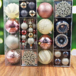 Rose Gold & Champagne Bauble 44 pack