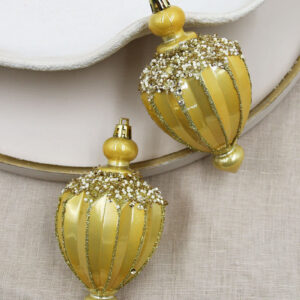 2 Gold Lanterns Hanging Ornament 100mm