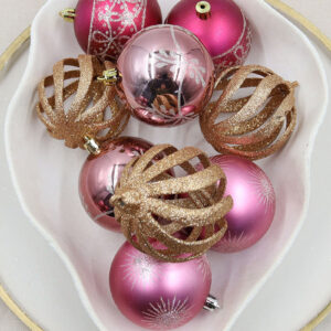 ROSE GOLD 80mm Christmas Baubles 16 Pack