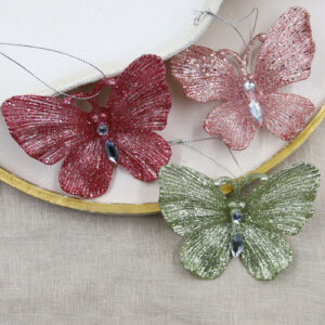 Acrylic Butterflies with Glitter 11cm set of 12