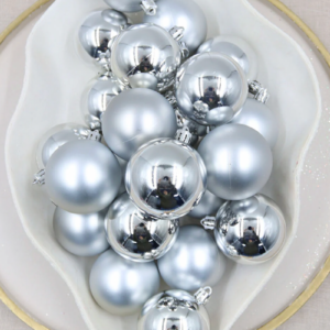 SILVER 60mm Christmas Baubles Gloss Matt 16 Pack